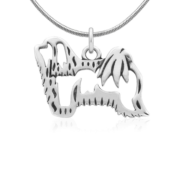 Havanese Necklace Body Design in Sterling Silver on Snake Chain.