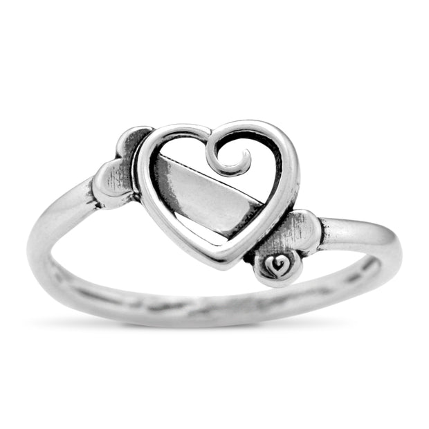 Heart and Dog Bone Ring in Sterling Silver.