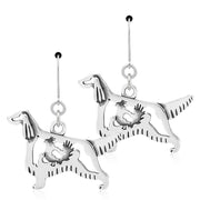 Irish Setter Earrings Body Design with Grouse in Sterling Silver in Leverback.