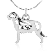 Irish Wolfhound Necklace Body Design with Wolf in Sterling Silver on Box Chain.