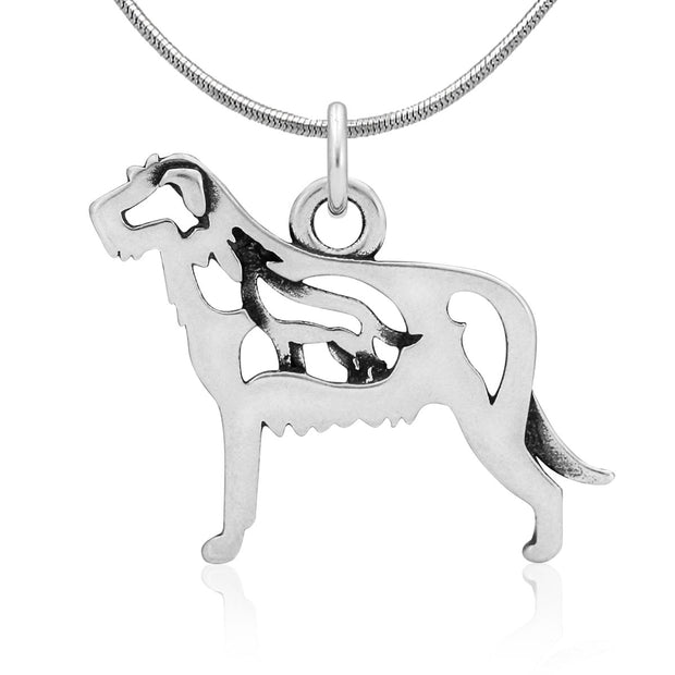 Irish Wolfhound Necklace Body Design with Wolf in Sterling Silver on Snake Chain.