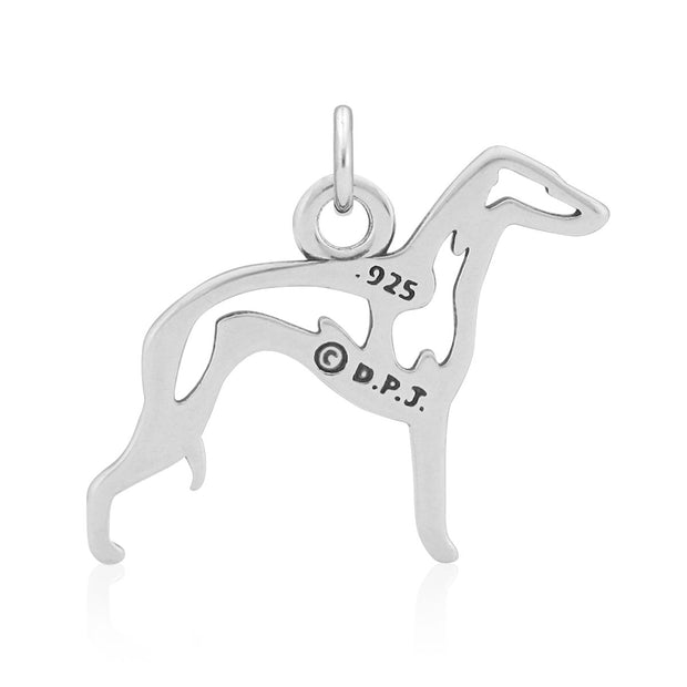 Italian Greyhound Pendant Body Design in Sterling Silver Back Side View.