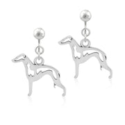 Italian Greyhound Clip-On Earrings Body Design in Sterling Silver.