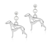 Italian Greyhound Earrings Body Design in Sterling Silver in Dangle Post.