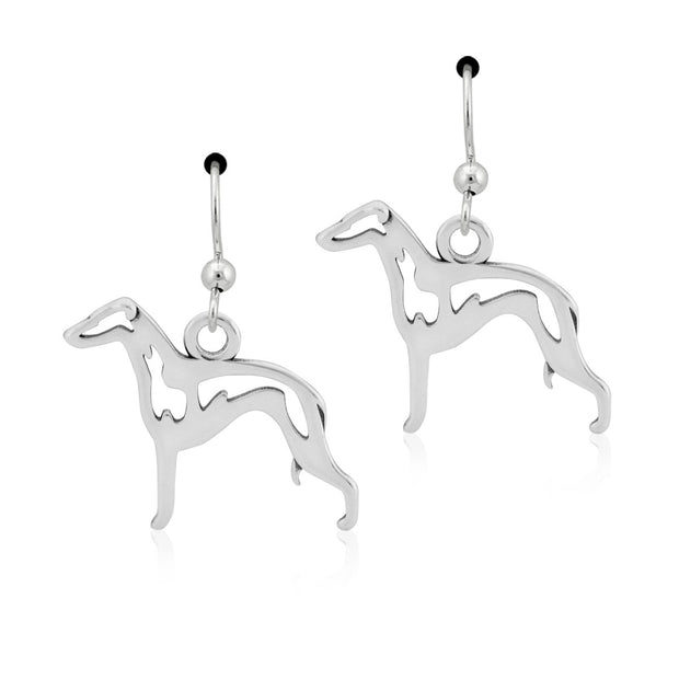 Italian Greyhound Earrings Body Design in Sterling Silver in French Hook.