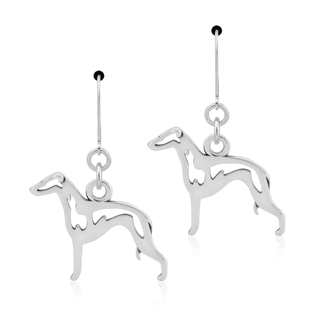 Italian Greyhound Earrings Body Design in Sterling Silver in Leverback.