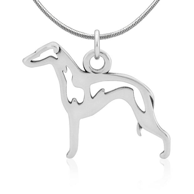 Italian Greyhound Necklace Body Design in Sterling Silver on Snake Chain.