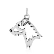 Jack Russell Terrier Pendant Head Design in Sterling Silver.