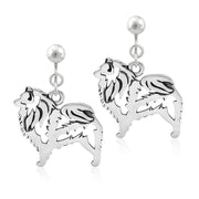 Keeshond Clip-On Earrings Body Design in Sterling Silver.