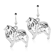 Keeshond Earrings Body Design in Sterling Silver in French Hook.