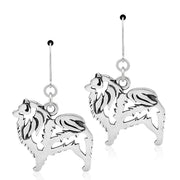 Keeshond Earrings Body Design in Sterling Silver in Leverback.