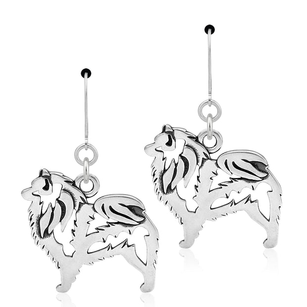 Keeshond Earrings Body Design in Sterling Silver in Leverback.