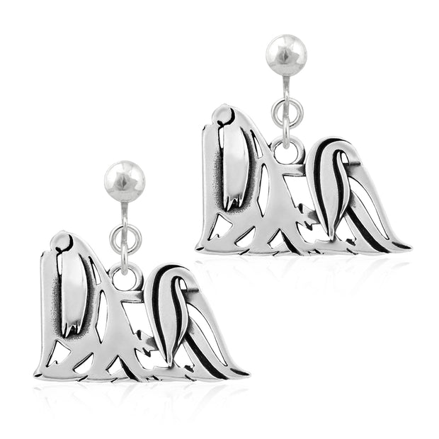 Maltese Clip-On Earrings Body Design in Sterling Silver.