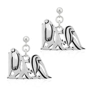 Maltese Earrings Body Design in Sterling Silver in Dangle Post.