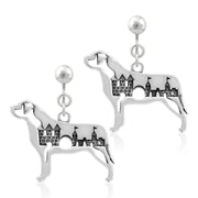 Mastiff Clip-On Earrings Body Design with Castle in Sterling Silver.