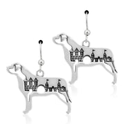 Mastiff Earrings Body Design with Castle in Sterling Silver in French Hook.