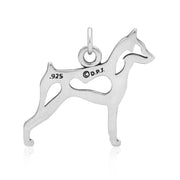 Miniature Pinscher Pendant Body Design in Sterling Silver Back Side View.