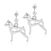 Miniature Pinscher Clip-On Earrings Body Design in Sterling Silver.