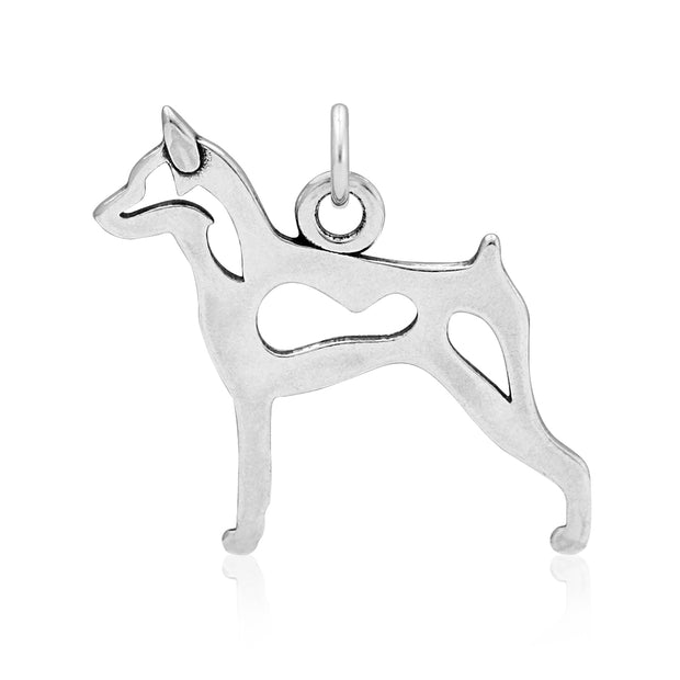 Miniature Pinscher Pendant Body Design in Sterling Silver.