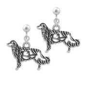 Nederlandse Kooikerhondje Clip-On Earrings Body Design in Sterling Silver. 