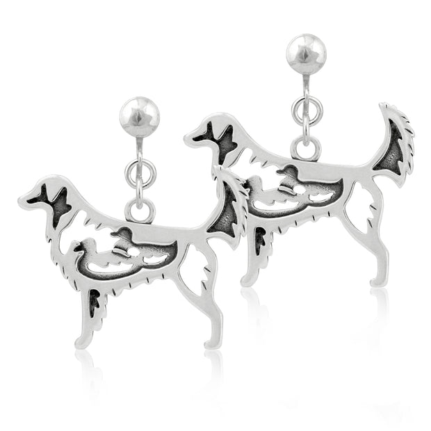 Nova Scotia Duck Tolling Retriever Clip-On Earrings Body Design in Sterling Silver.