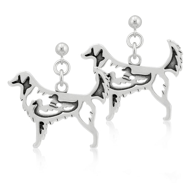 Nova Scotia Duck Tolling Retriever Earrings Body Design in Sterling Silver in Dangle Post.