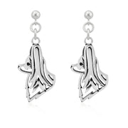 Papillon Earrings Head Design in Sterling Silver in Dangle Post.