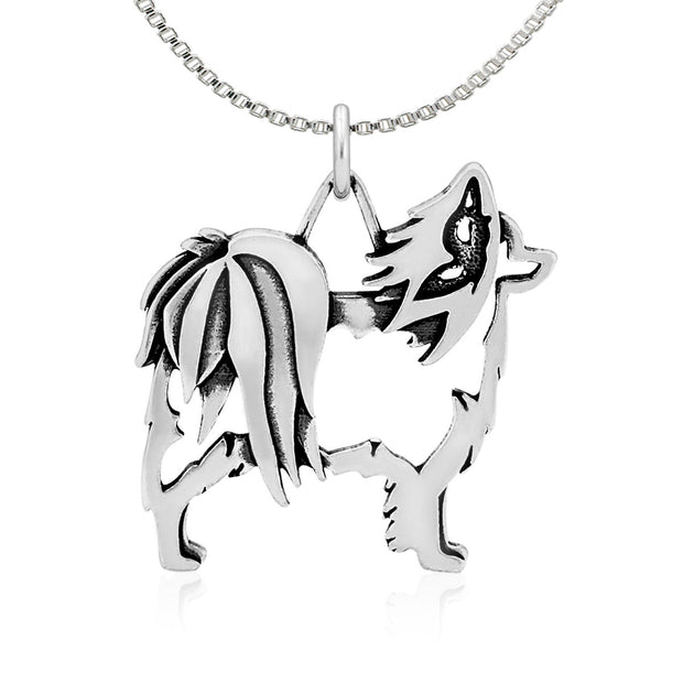 Papillon Necklace Body Design in Sterling Silver on Box Chain.