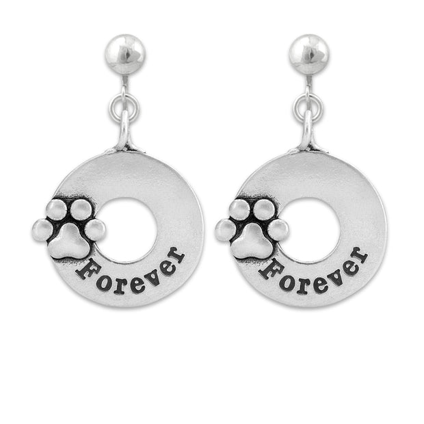 Paw Print Sympathy Gift, Sterling Silver Forever Earrings