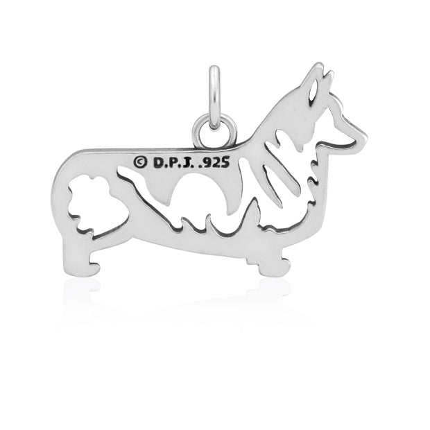 Pembroke Welsh Corgi Pendant Body Design in Sterling Silver Back Side View.