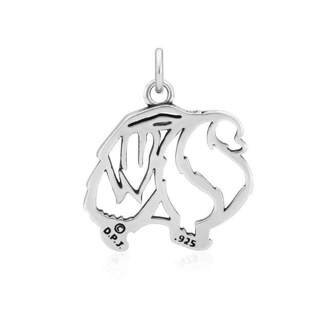 Pomeranian Pendant Body Design in Sterling Silver Back Side View.