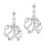 Pomeranian Clip-On Earrings Body Design in Sterling Silver.