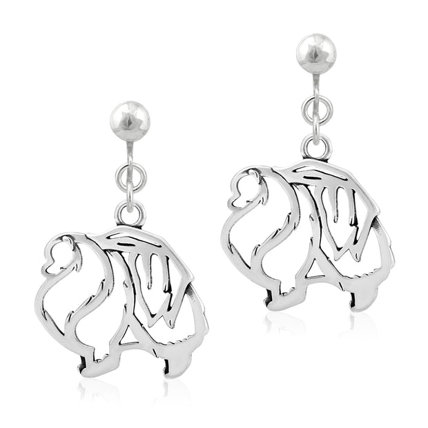 Pomeranian Clip-On Earrings Body Design in Sterling Silver.