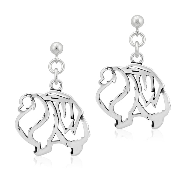 Pomeranian Earrings Body Design in Sterling Silver in Dangle Post.