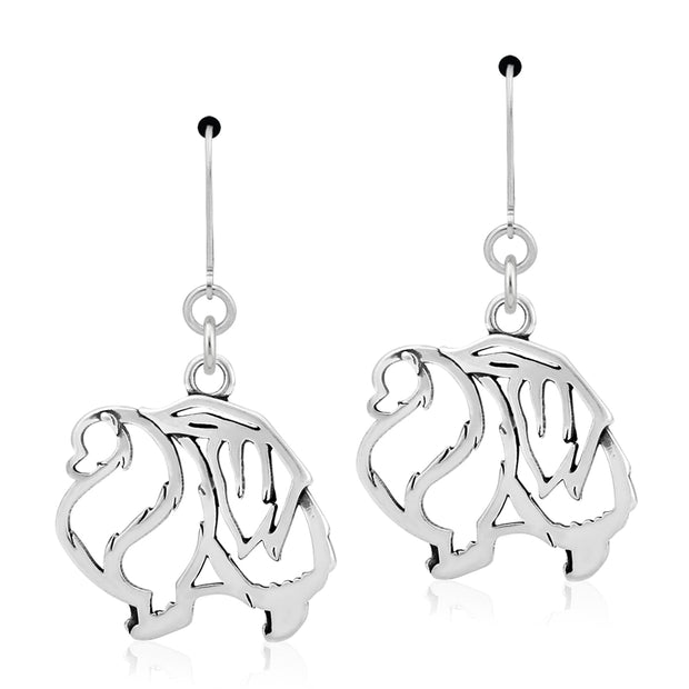 Pomeranian Earrings Body Design in Sterling Silver in Leverback.