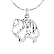 Pomeranian Necklace Body Design in Sterling Silver on Box Chain.