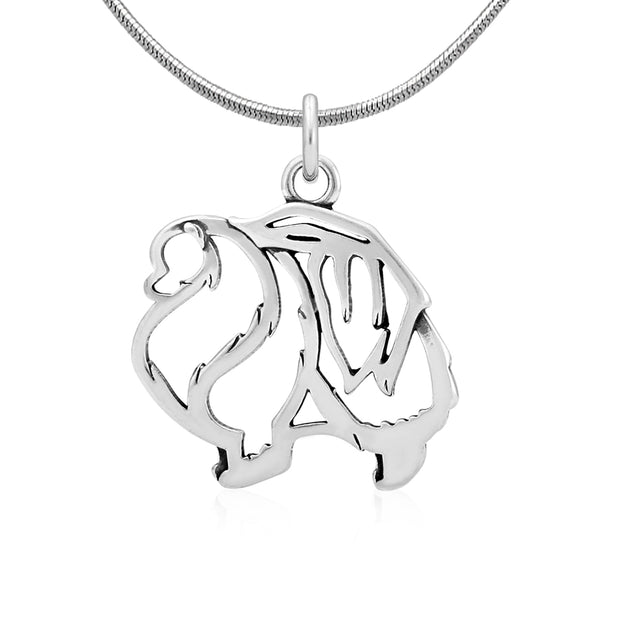 Pomeranian Necklace Body Design in Sterling Silver on Snake Chain.