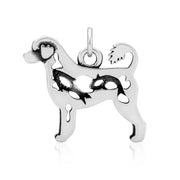 Portuguese Water Dog Pendant Body Design with Fish in Sterling Silver.