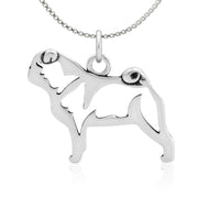 Pug Necklace Body Design in Sterling Silver on Box Chain.