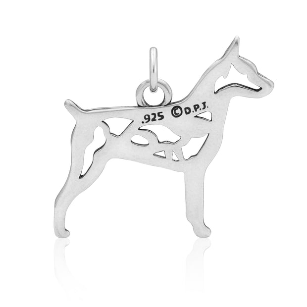 Rat Terrier Pendant Body Design with Rat in Sterling Silver Back Side View.