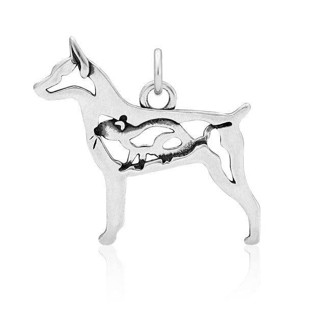 Sterling Silver Rat Terrier Necklace, w/Rat in Body