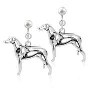 Rhodesian Ridgeback Clip-On Earrings Body Design with Lion in Sterling Silver.