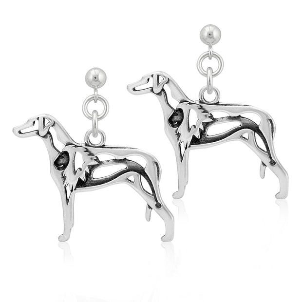 Rhodesian Ridgeback Earrings Body Design with Lion in Sterling Silver in Dangle Post.