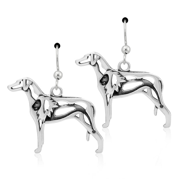 Rhodesian Ridgeback Earrings Body Design with Lion in Sterling Silver in French Hook.