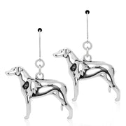 Rhodesian Ridgeback Earrings Body Design with Lion in Sterling Silver in Leverback.