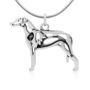 Rhodesian Ridgeback Necklace Body Design with Lion in Sterling Silver on Snake Chain.