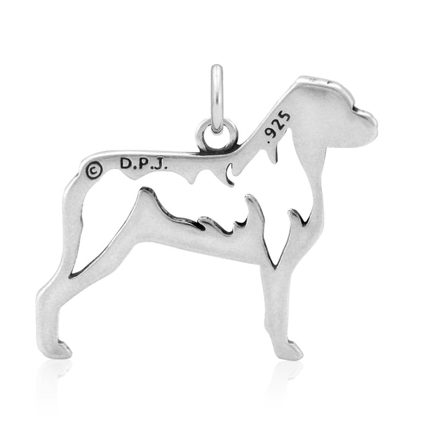 Rottweiler Pendant Body Design in Sterling Silver Back Side View.