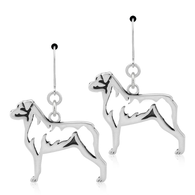 Rottweiler Earrings Body Design in Sterling Silver in Leverback.