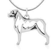 Rottweiler Necklace Body Design in Sterling Silver on Snake Chain.