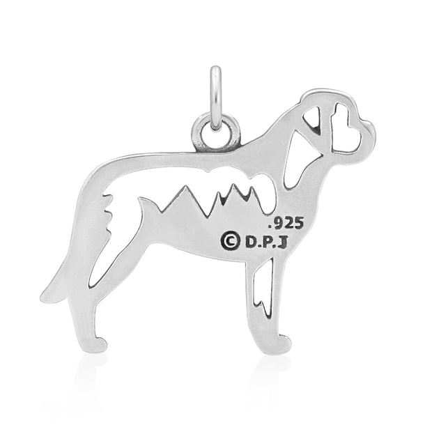 Saint Bernard Pendant Body Design in Sterling Silver Back Side View.